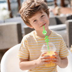 Cute Fruit & Cartoon Spiral Reusable Drinking Straws for Kids