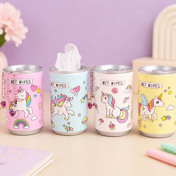 Cute Unicorn Mini Wet Wipes Can – Portable Pocket Tissue Dispenser for Kids