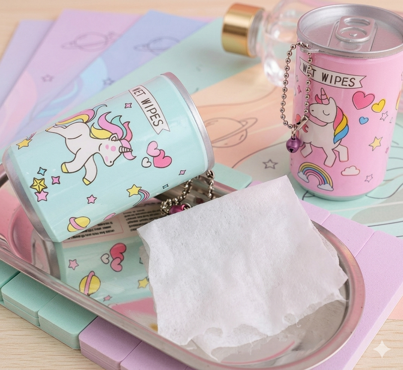 Cute Unicorn Mini Wet Wipes Can – Portable Pocket Tissue Dispenser for Kids
