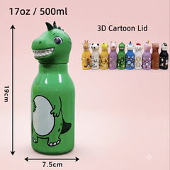 Cute Panda Stainless Steel Water Bottle with 3D Panda Cap | Leakproof Kids Bottle | 500ml