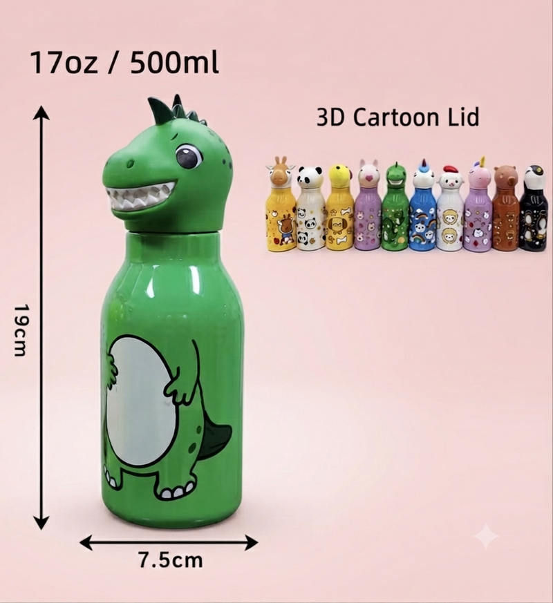 Cute Panda Water Bottle with 3D Panda Cap | Leakproof Kids Bottle | 500ml