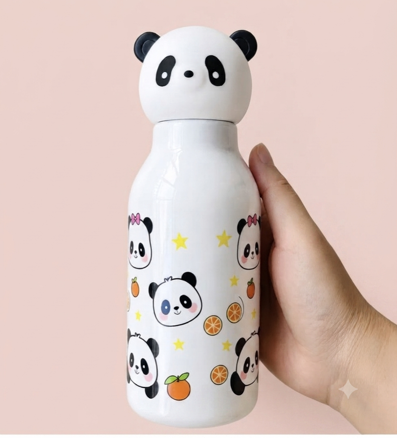 Cute Panda Water Bottle with 3D Panda Cap | Leakproof Kids Bottle | 500ml