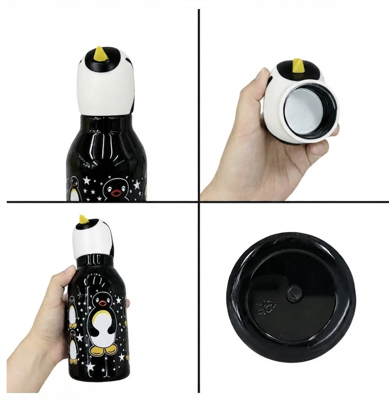 Cute Panda Water Bottle with 3D Panda Cap | Leakproof Kids Bottle | 500ml