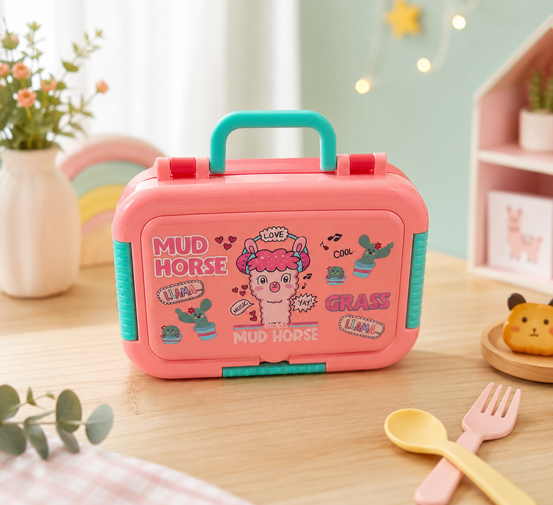 Kids Cartoon Leakproof Lunch Box with Spoon & Fork