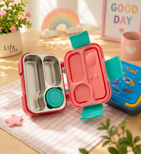 Kids Cartoon Leakproof Lunch Box with Spoon & Fork