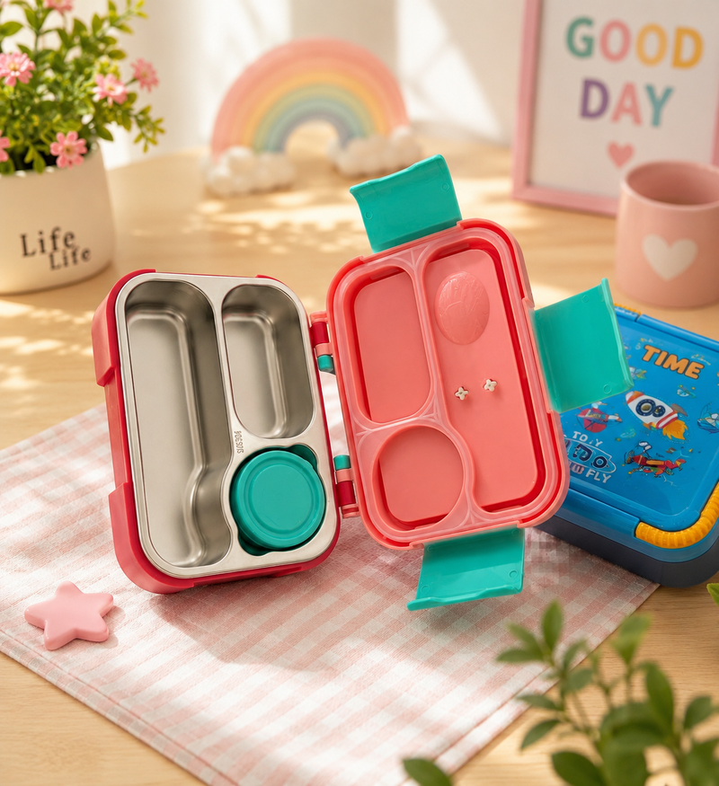 Kids Cartoon Leakproof Lunch Box with Spoon & Fork