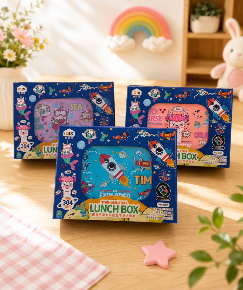 Kids Cartoon Leakproof Lunch Box with Spoon & Fork