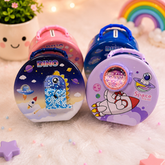 Cute Dino & Space Mini Carry Case for Kids | Coin Bank & Storage Box | Portable Travel Toy