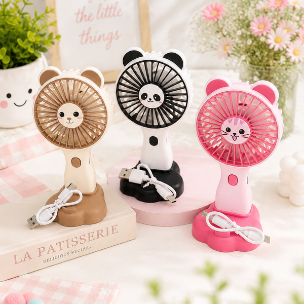 Cute Animal Mini USB Rechargeable Handheld Fan for Kids