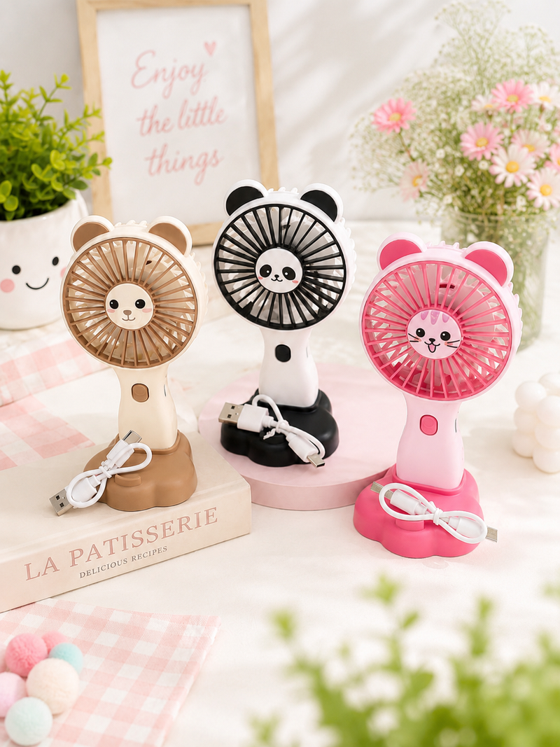 Cute Animal Mini USB Rechargeable Handheld Fan for Kids