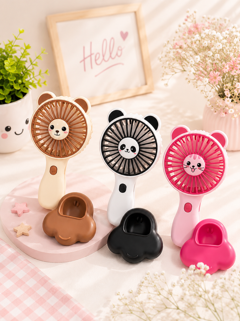 Cute Animal Mini USB Rechargeable Handheld Fan for Kids
