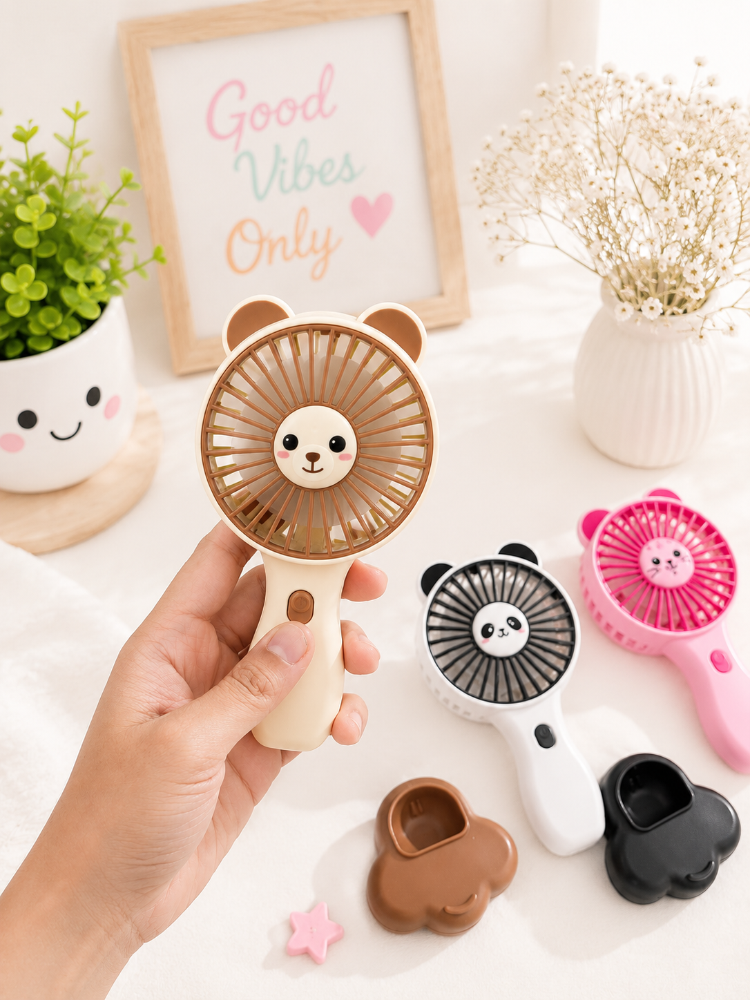 Cute Animal Mini USB Rechargeable Handheld Fan for Kids
