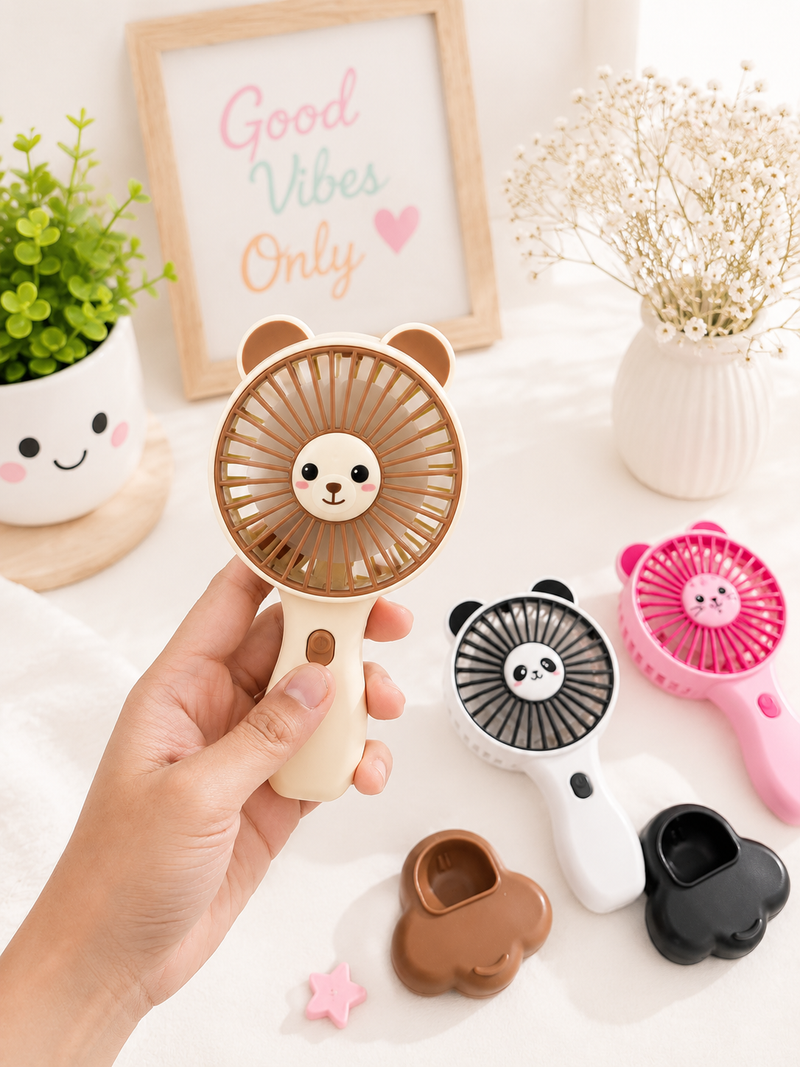 Cute Animal Mini USB Rechargeable Handheld Fan for Kids