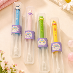 Kids Cartoon Travel Toothbrush with Protective Case | Soft Bristles Portable Toothbrush for Children