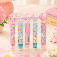 Cute Bunny Moon Glitter Eraser | Kawaii Cartoon Pencil Eraser for Kids | School Stationery & Return Gift