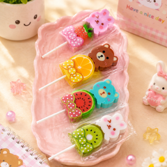 Cute Animal Fruit Eraser for Kids | Kawaii Cartoon Pencil Eraser