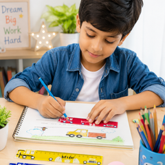 Cute Bus Design Plastic Ruler for Kids | School Scale | Cartoon Stationery