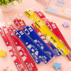 Cute Bus Design Plastic Ruler for Kids | School Scale | Cartoon Stationery