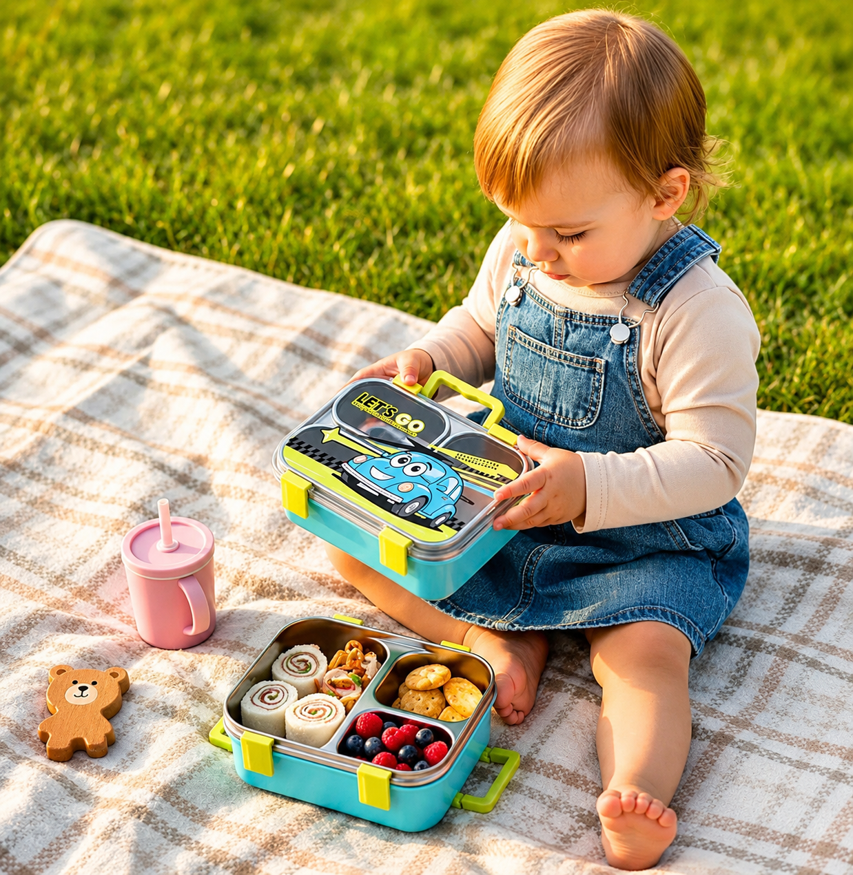 Cute Cartoon Car Kids Lunch Box