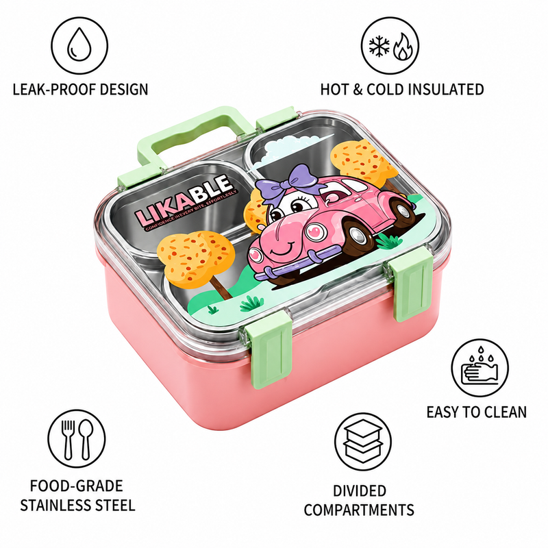 Cute Cartoon Car Kids Lunch Box