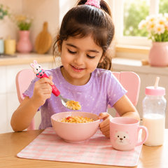 Cute Cartoon Kids Stainless Steel Spoon & Fork Set | Animal Theme Baby Feeding Cutlery | BPA-Free | Toddler Self Feeding Utensils