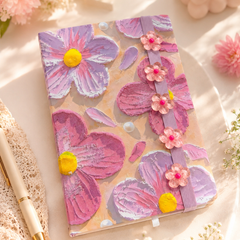 3D Floral Diary Notebook with Elastic Band | Premium A5 Journal | Cute Pastel Gift Notebook for Girls, Students & Office