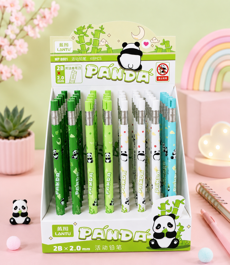 Cute Panda Mechanical Pencil – 0.5mm | Cartoon Automatic Pencil for Kids & Students