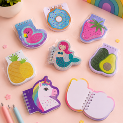 Cute Kawaii Mini Spiral Pocket Notepad Set | Cartoon Shape Memo Pads | Kids Mini Notebook | Return Gift | School Stationery