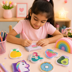 Cute Kawaii Mini Spiral Pocket Notepad Set | Cartoon Shape Memo Pads | Kids Mini Notebook | Return Gift | School Stationery