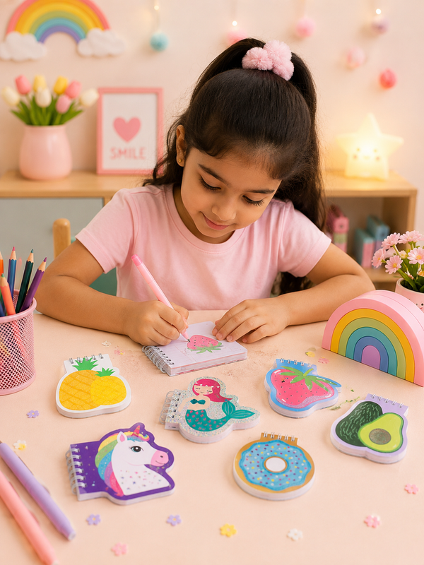 Cute Kawaii Mini Spiral Pocket Notepad Set | Cartoon Shape Memo Pads | Kids Mini Notebook | Return Gift | School Stationery