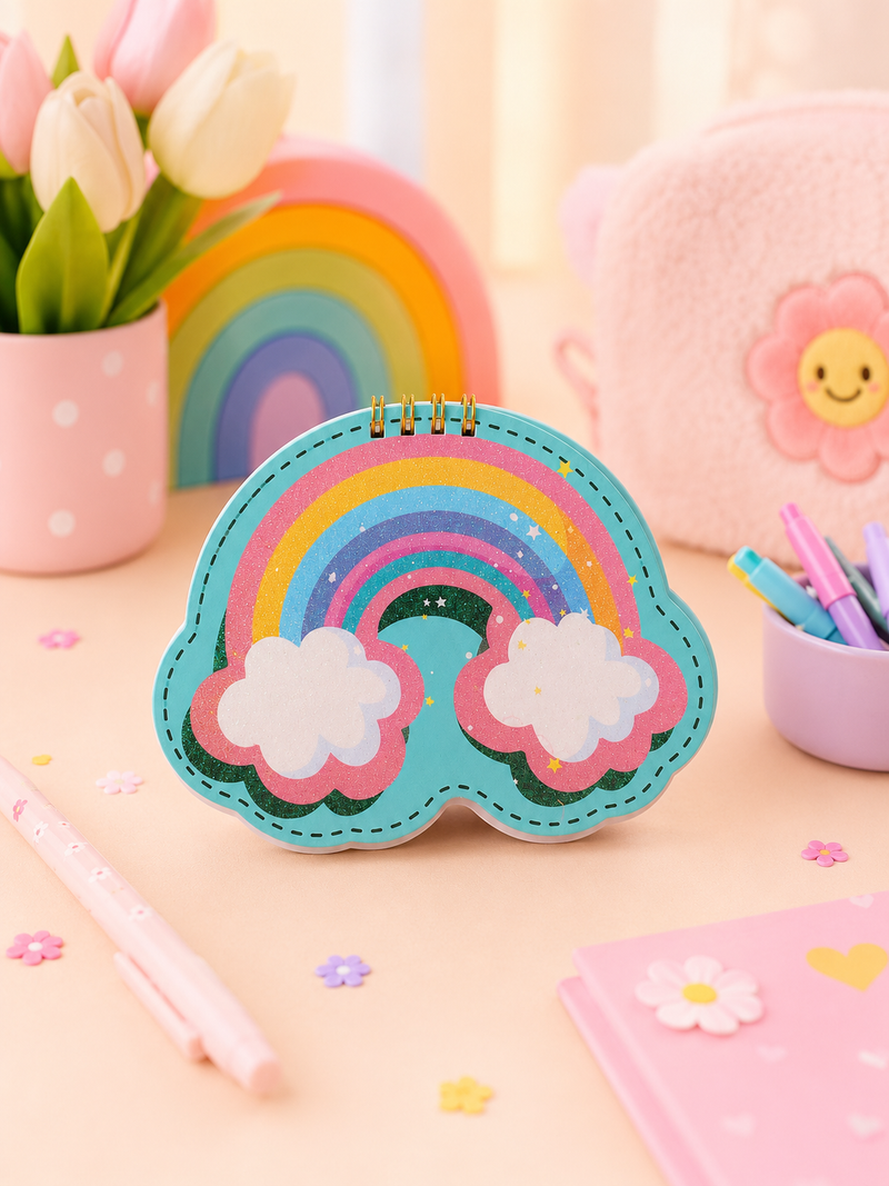 Cute Cartoon Shape Spiral Notebook for Kids | Unicorn, Rainbow & Cupcake Mini Notepad | Kawaii Pocket Diary for School & Gift