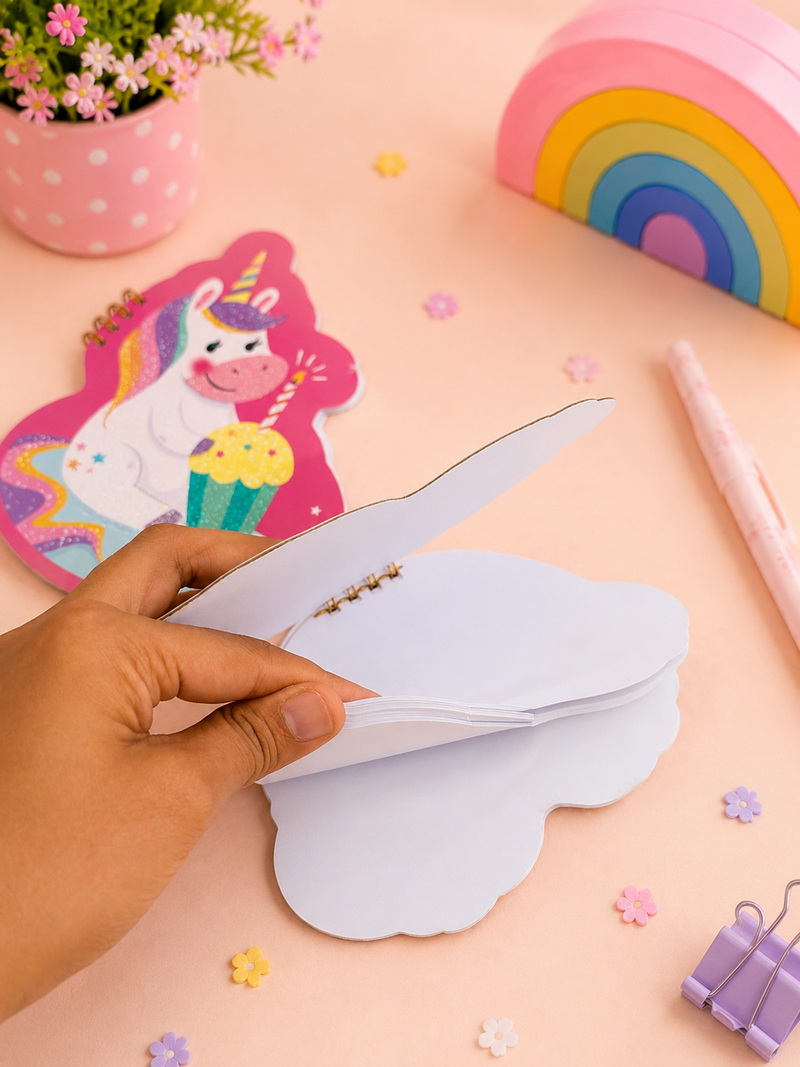 Cute Cartoon Shape Spiral Notebook for Kids | Unicorn, Rainbow & Cupcake Mini Notepad | Kawaii Pocket Diary for School & Gift