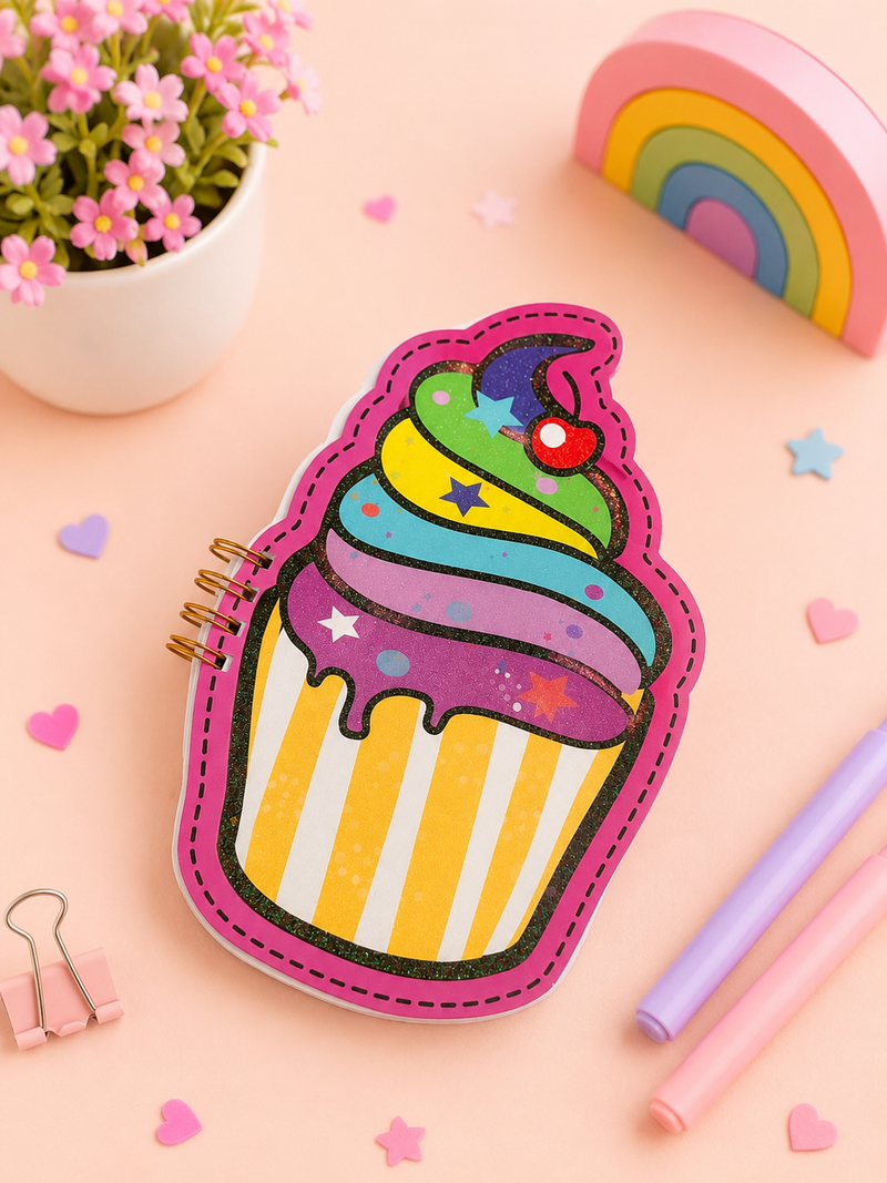 Cute Cartoon Shape Spiral Notebook for Kids | Unicorn, Rainbow & Cupcake Mini Notepad | Kawaii Pocket Diary for School & Gift