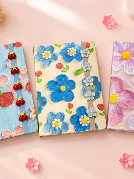3D Floral Diary Notebook with Elastic Band | Premium A5 Journal | Cute Pastel Gift Notebook for Girls, Students & Office