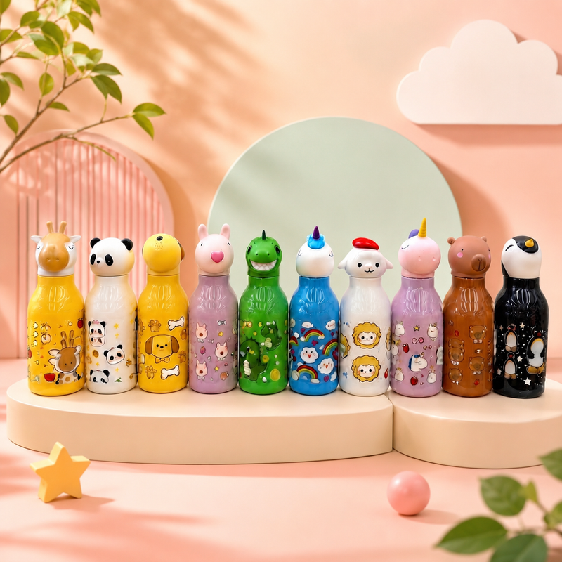 Cute Panda Water Bottle with 3D Panda Cap | Leakproof Kids Bottle | 500ml