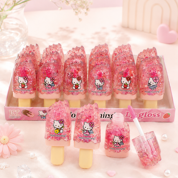 Cute Cartoon Ice Cream Lip Gloss for Kids | Glitter Moisturizing Lip Gloss | Kawaii Makeup Toy | Birthday Return Gift