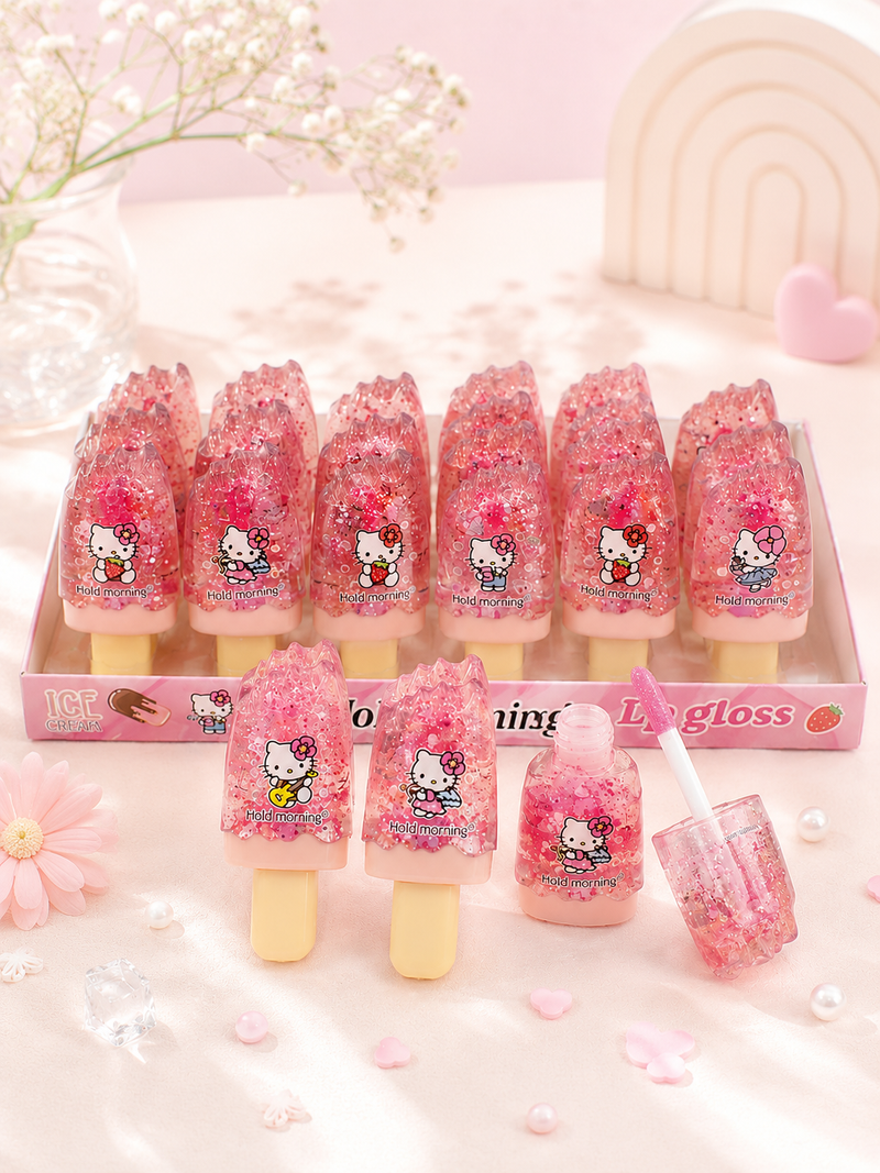Cute Cartoon Ice Cream Lip Gloss for Kids | Glitter Moisturizing Lip Gloss | Kawaii Makeup Toy | Birthday Return Gift