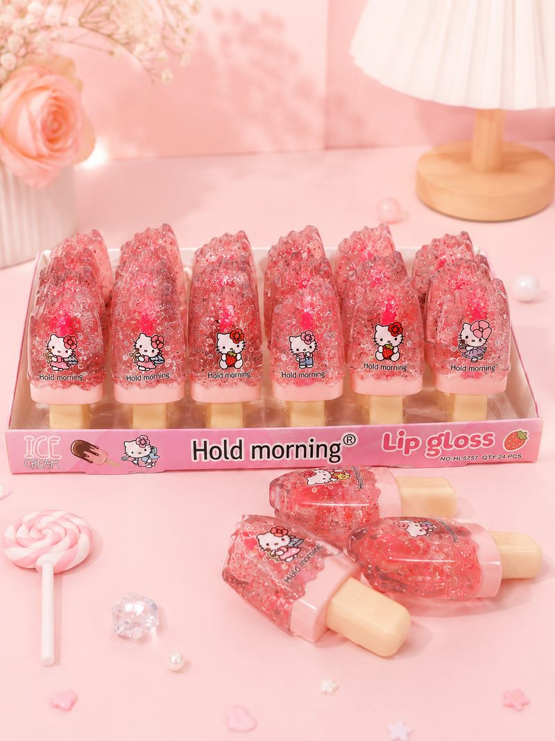 Cute Cartoon Ice Cream Lip Gloss for Kids | Glitter Moisturizing Lip Gloss | Kawaii Makeup Toy | Birthday Return Gift