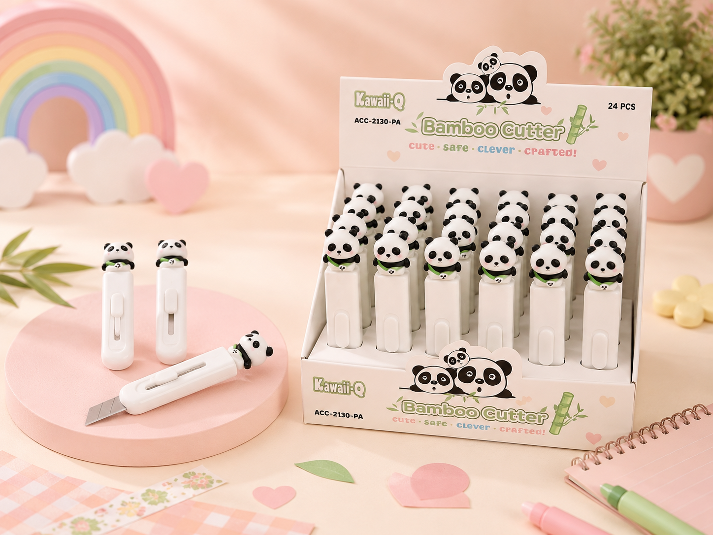 Kawaii-Q Panda Mini Cutter – Precision Craft Paper Cutter | Portable Safety Utility Knife