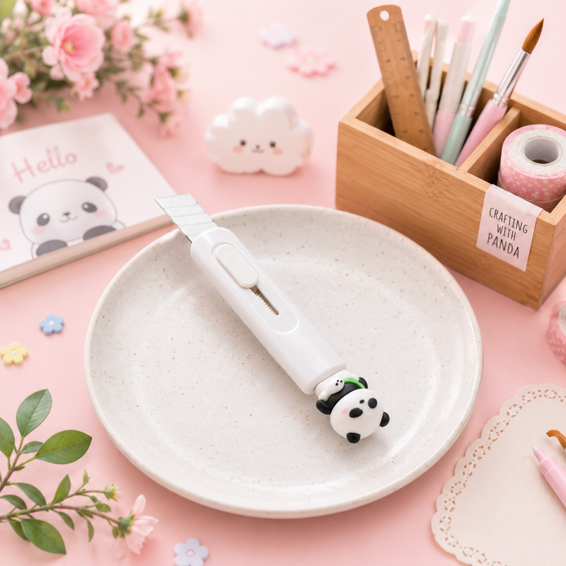 Kawaii-Q Panda Mini Cutter – Precision Craft Paper Cutter | Portable Safety Utility Knife