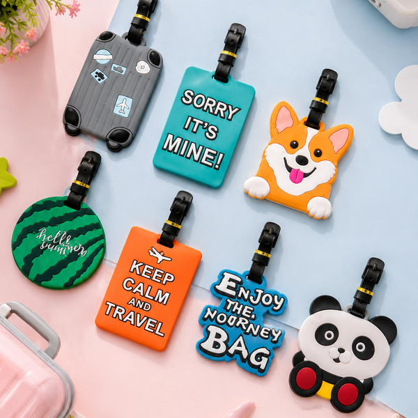 Cute Cartoon Silicone Luggage Tag for Travel Bags & Suitcases | Waterproof Bag Identifier for Kids & Adults