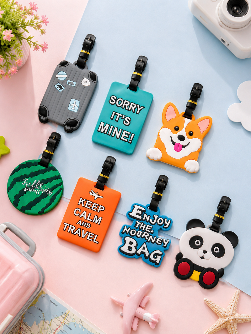 Cute Cartoon Silicone Luggage Tag for Travel Bags & Suitcases | Waterproof Bag Identifier for Kids & Adults