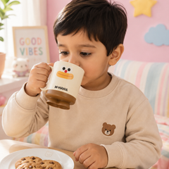 Cute Cartoon Kids Coffee Mug | Kawaii Milk Mug with Handle | Reusable Tea Mug for Kids | Cute Drinking Cup for Home & School