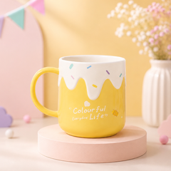 Cute Colourful Everyday Life Ceramic Coffee Mug | Pastel Ice Cream Design Tea Cup | Kids & Adults | 350ml