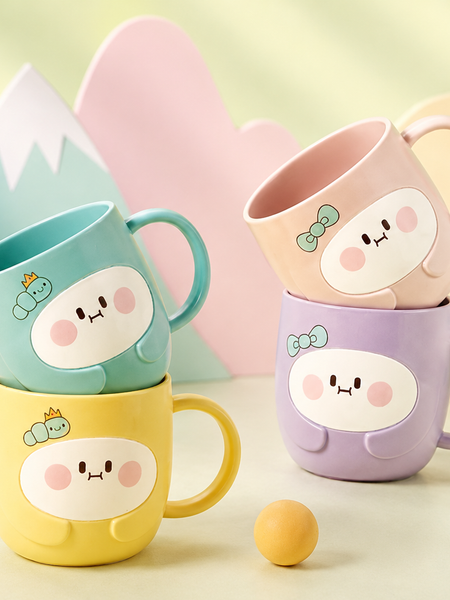 Cute Cartoon Ceramic Coffee Mug for Kids | Kawaii Pastel Tea & Milk Mug | Cute Breakfast Cup | Gift for Boys & Girls