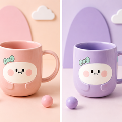Cute Cartoon Ceramic Coffee Mug for Kids | Kawaii Pastel Tea & Milk Mug | Cute Breakfast Cup | Gift for Boys & Girls