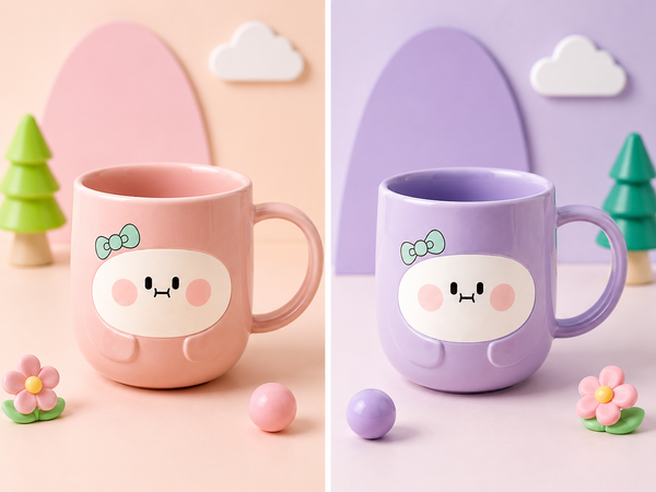 Cute Cartoon Ceramic Coffee Mug for Kids | Kawaii Pastel Tea & Milk Mug | Cute Breakfast Cup | Gift for Boys & Girls