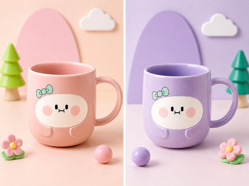 Cute Cartoon Ceramic Coffee Mug for Kids | Kawaii Pastel Tea & Milk Mug | Cute Breakfast Cup | Gift for Boys & Girls