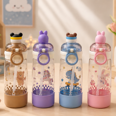 Cute Cartoon Kids Water Bottle with Straw | Leakproof BPA-Free School Sipper Bottle | 500ml Portable Water Bottle for Boys & Girls
