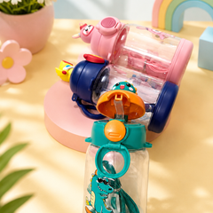 Cute Cartoon Kids Water Bottle with Straw | Leakproof BPA-Free Sipper Bottle | 350ml School Water Bottle for Boys & Girls